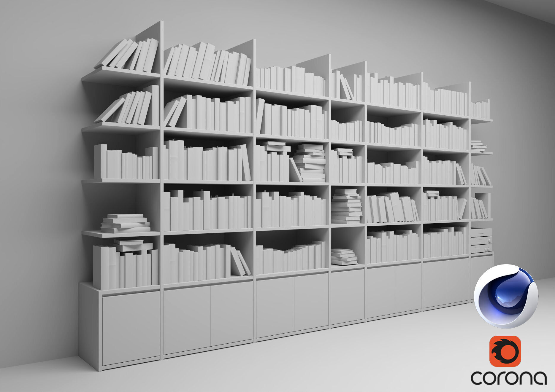 Bookshelf - Corona - C4D 3D model_3