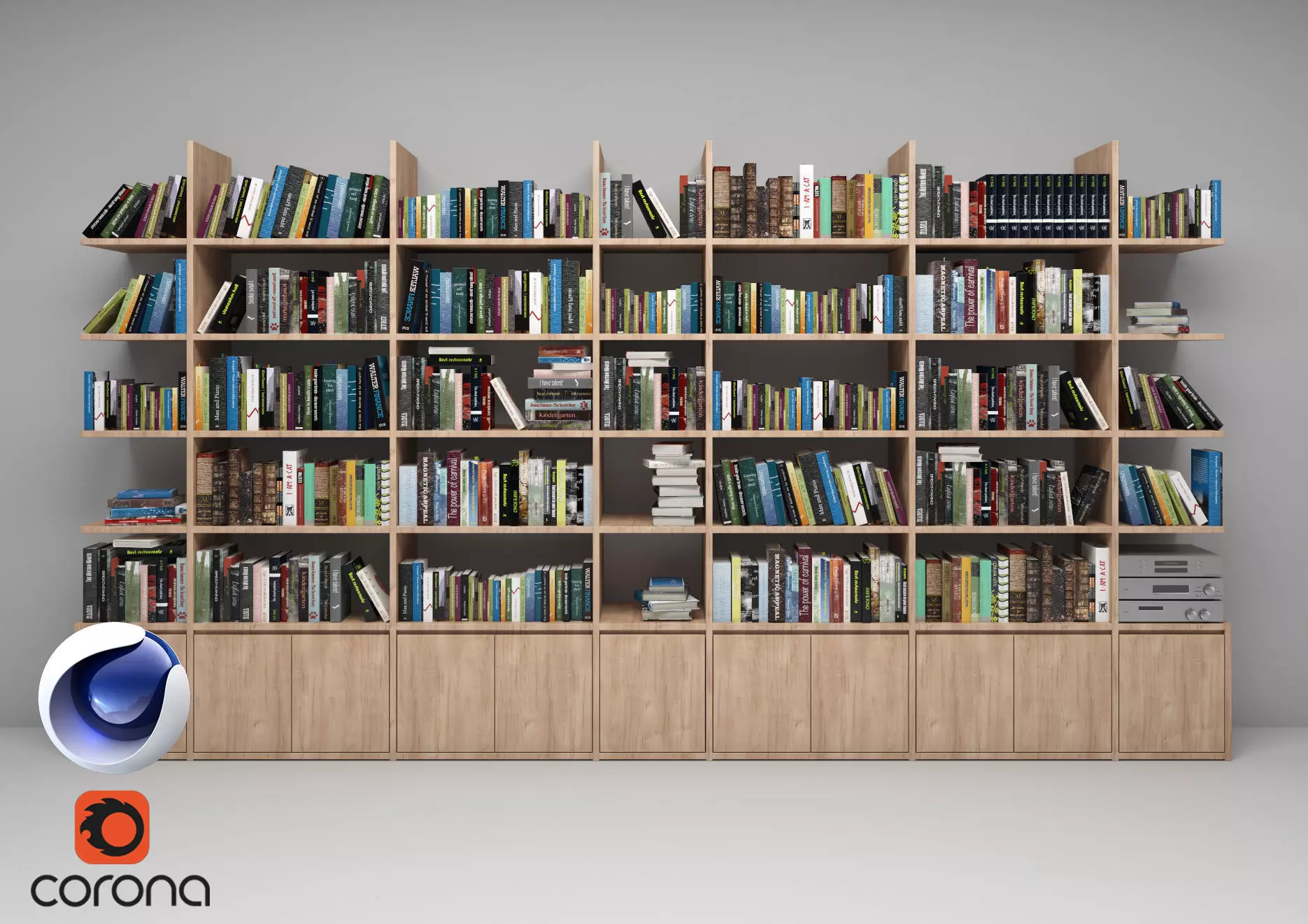 Bookshelf - Corona - C4D 3D model_0