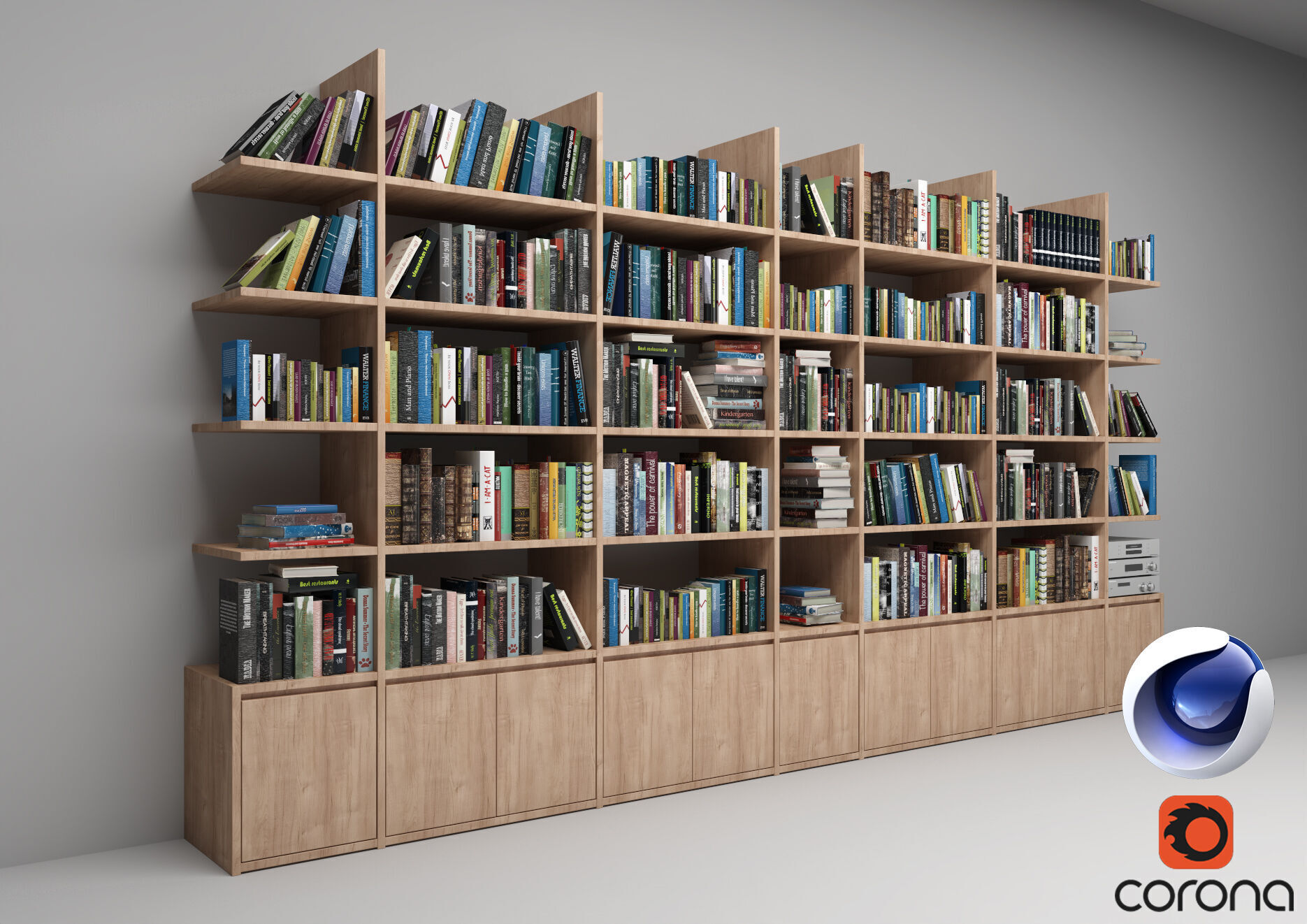 Bookshelf - Corona - C4D 3D model_1