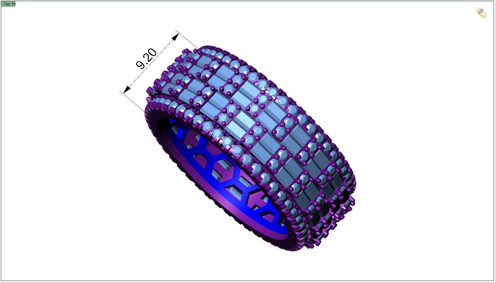 Custom Diamond Ring - Eternity Round w Baguette Diamond Ring 3D print model_4