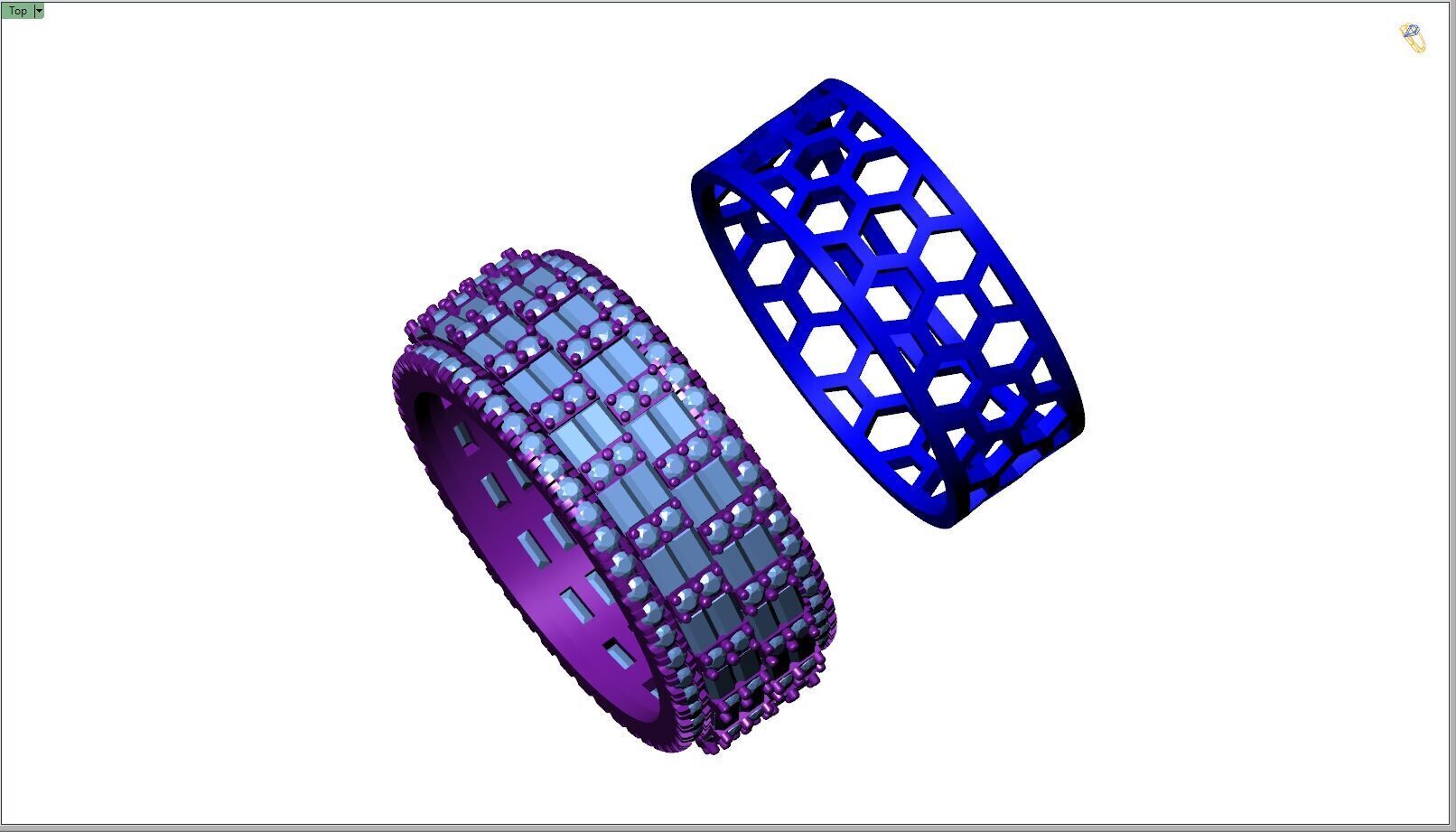 Custom Diamond Ring - Eternity Round w Baguette Diamond Ring 3D print model_11