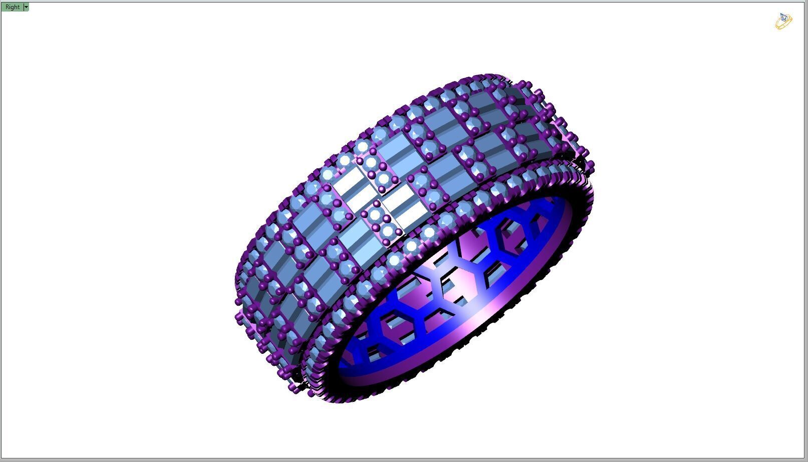Custom Diamond Ring - Eternity Round w Baguette Diamond Ring 3D print model_9