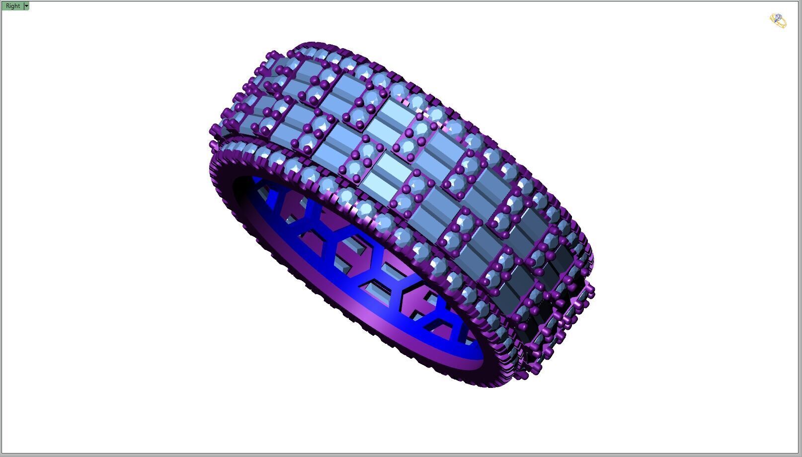 Custom Diamond Ring - Eternity Round w Baguette Diamond Ring 3D print model_10