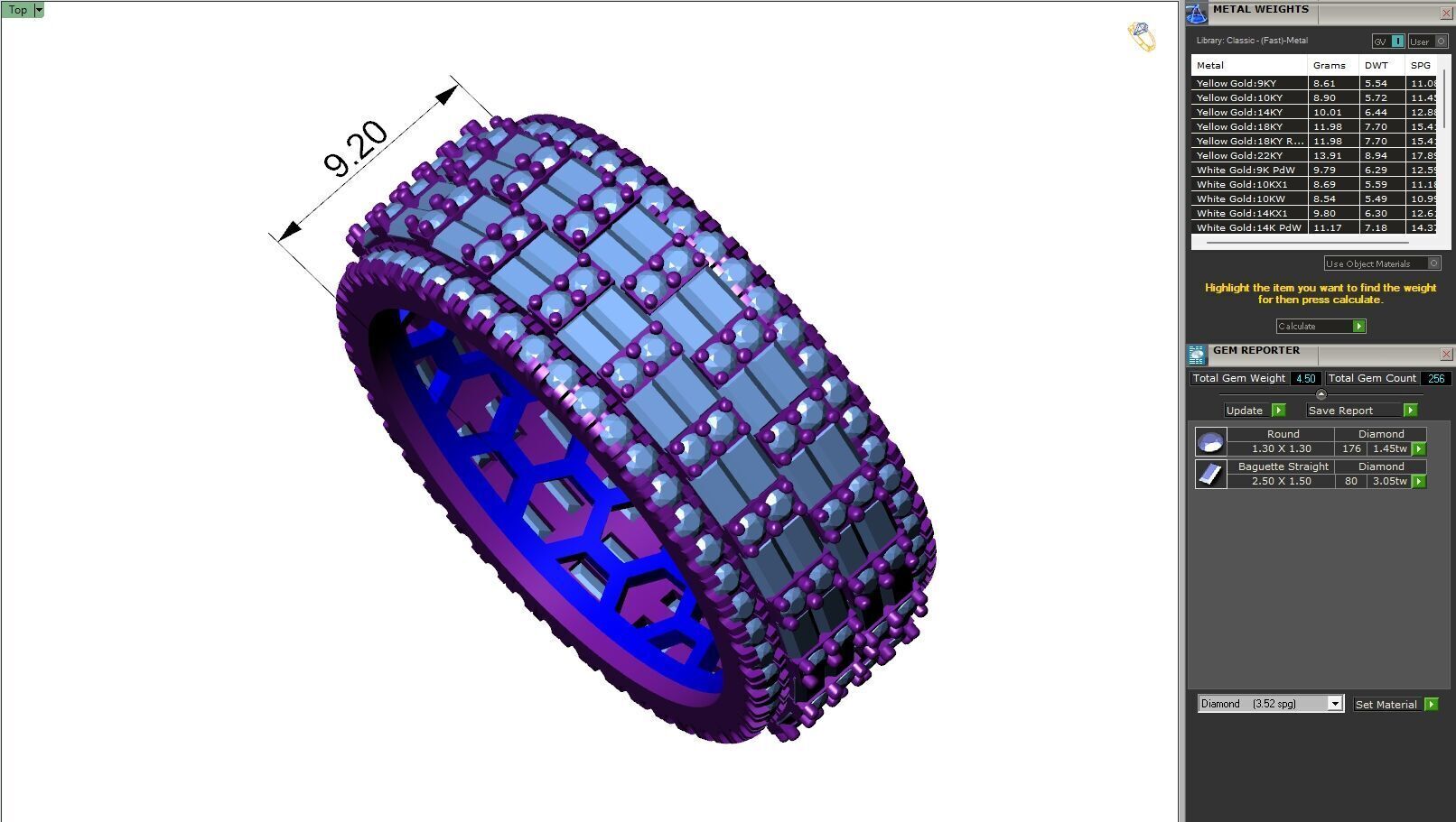 Custom Diamond Ring - Eternity Round w Baguette Diamond Ring 3D print model_6