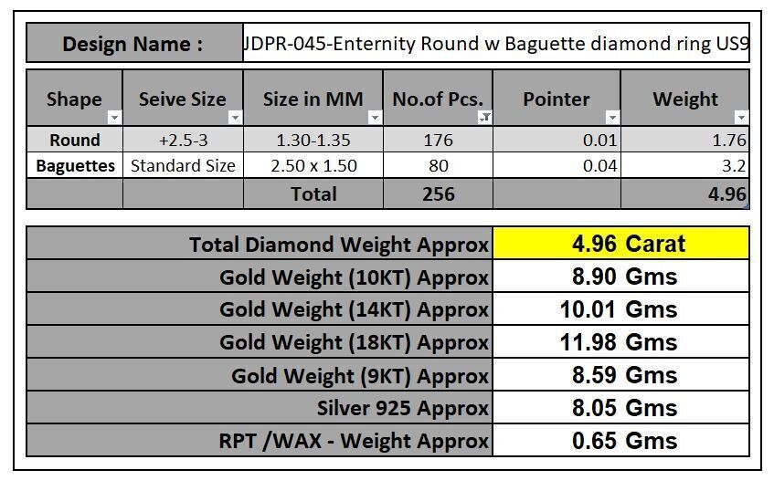 Custom Diamond Ring - Eternity Round w Baguette Diamond Ring 3D print model_16