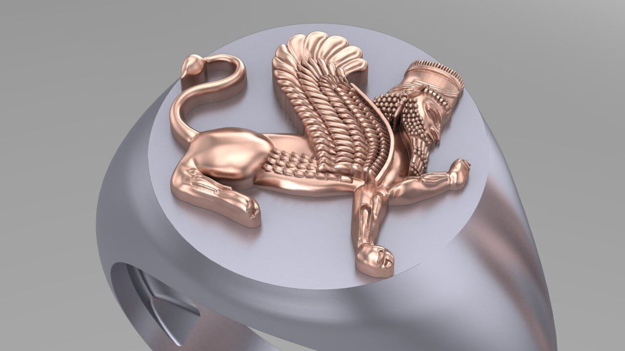 Assyrian door guard new metha simple ring 3D print model_3