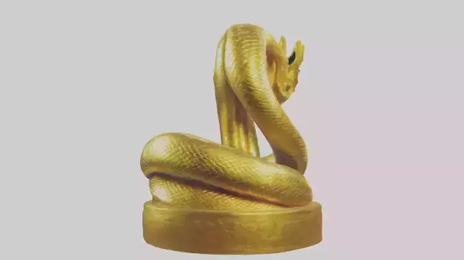 Golden Serpent statue model Low-poly 3D model