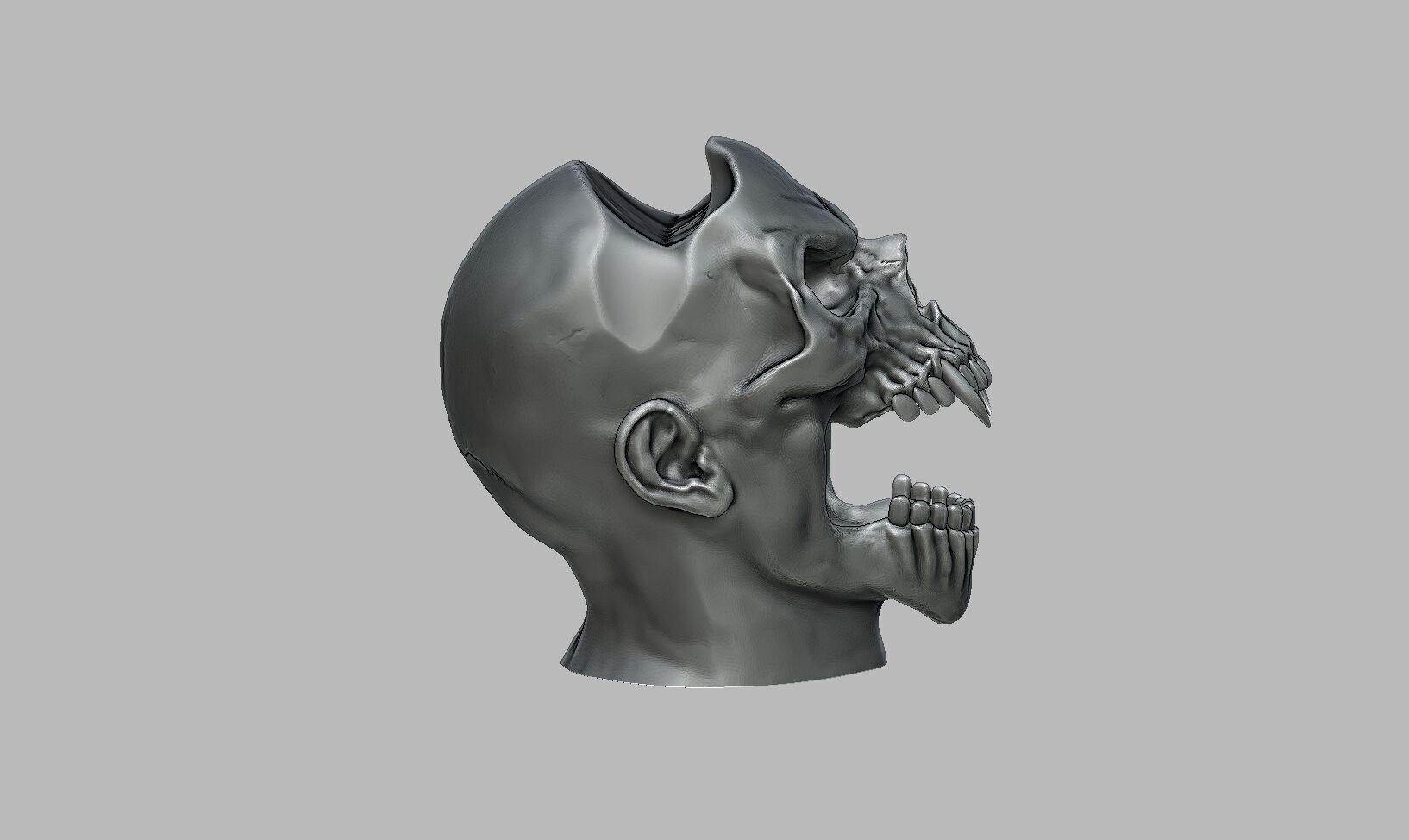 Skull scream Ps5 controller stand 3D print model_8