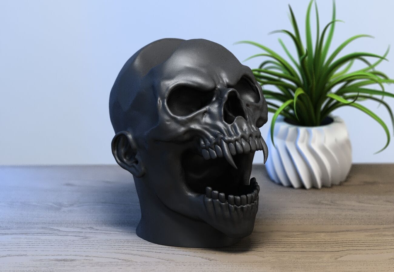 Skull scream Ps5 controller stand 3D print model_3