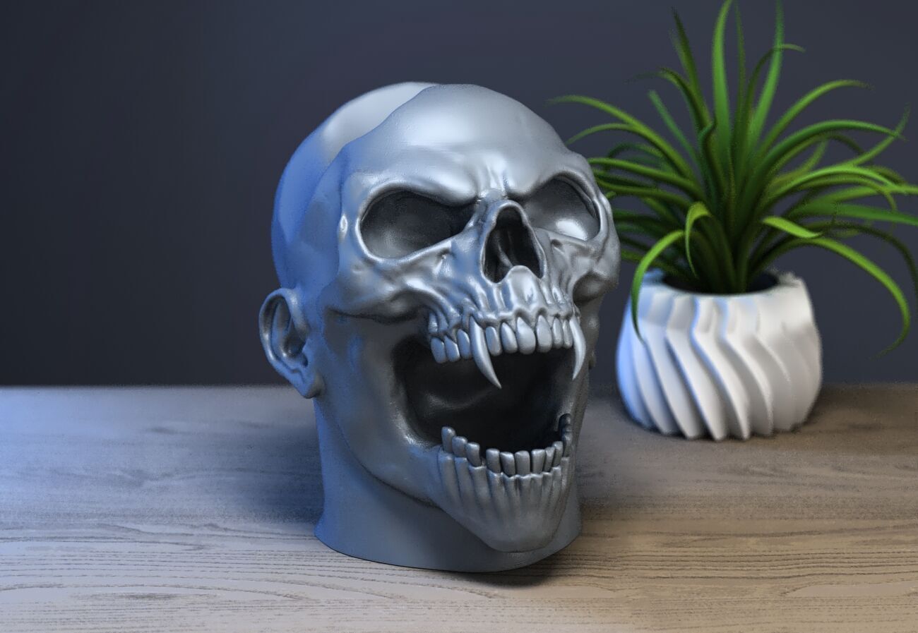 Skull scream Ps5 controller stand 3D print model_1