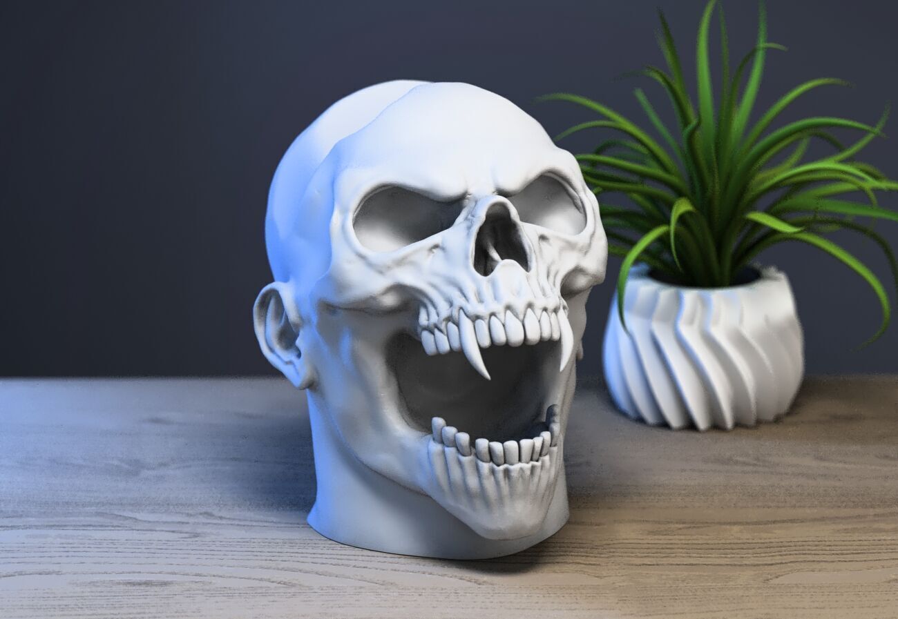 Skull scream Ps5 controller stand 3D print model_2
