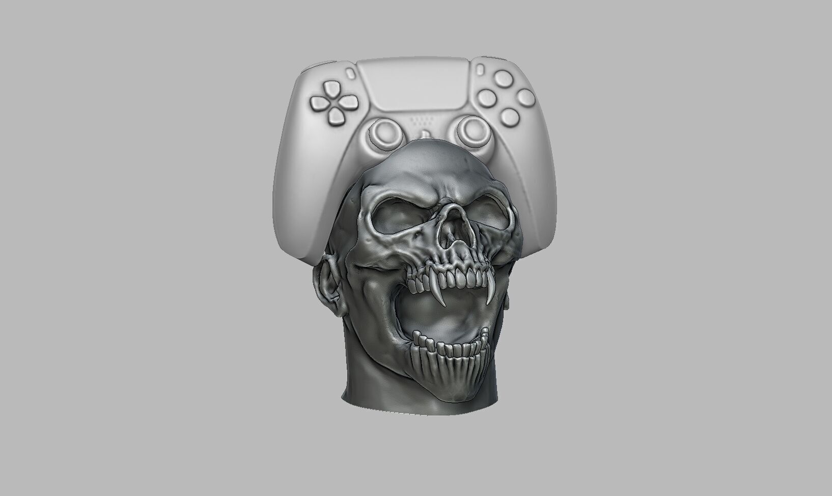 Skull scream Ps5 controller stand 3D print model_5