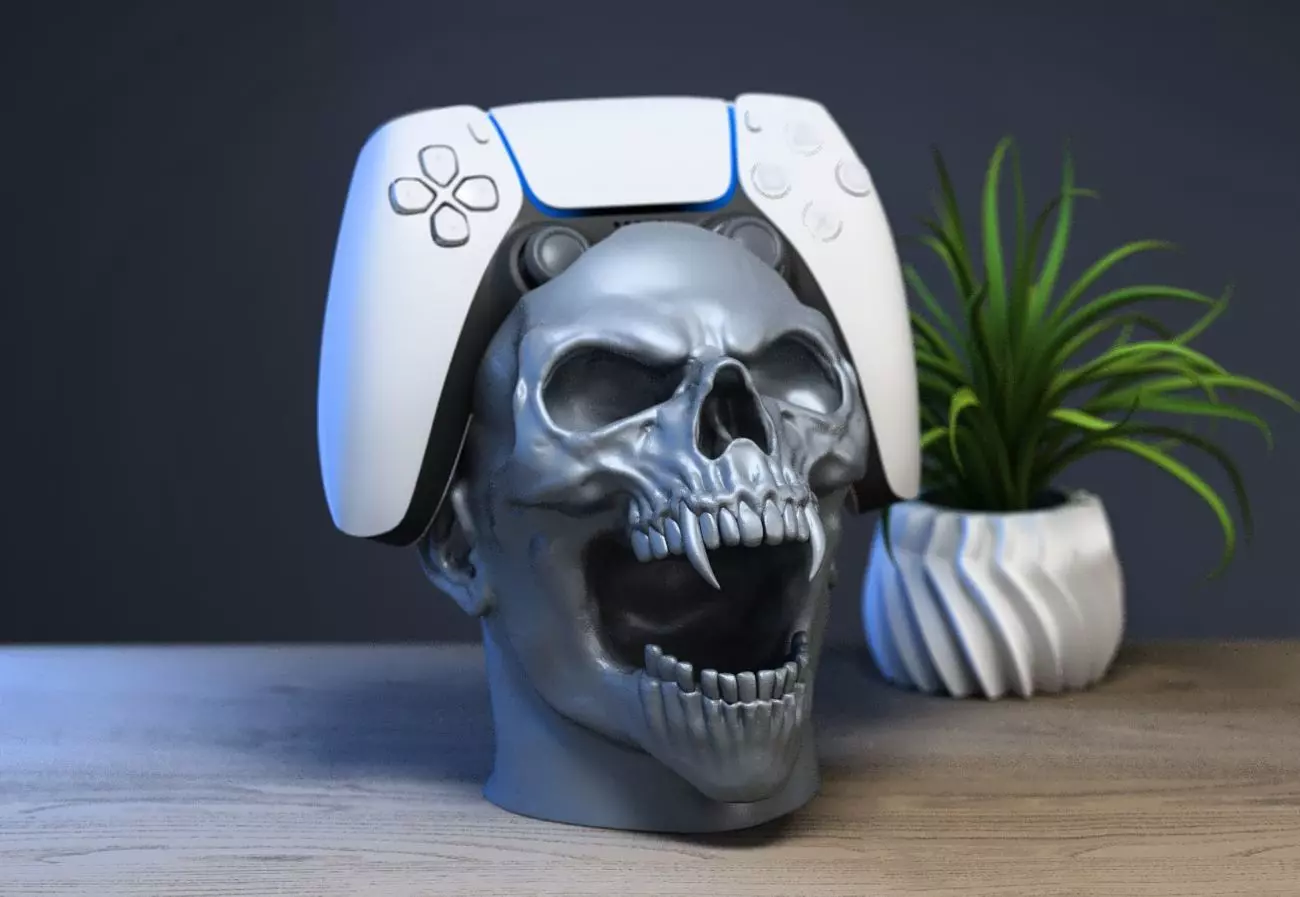 Skull scream Ps5 controller stand 3D print model_0