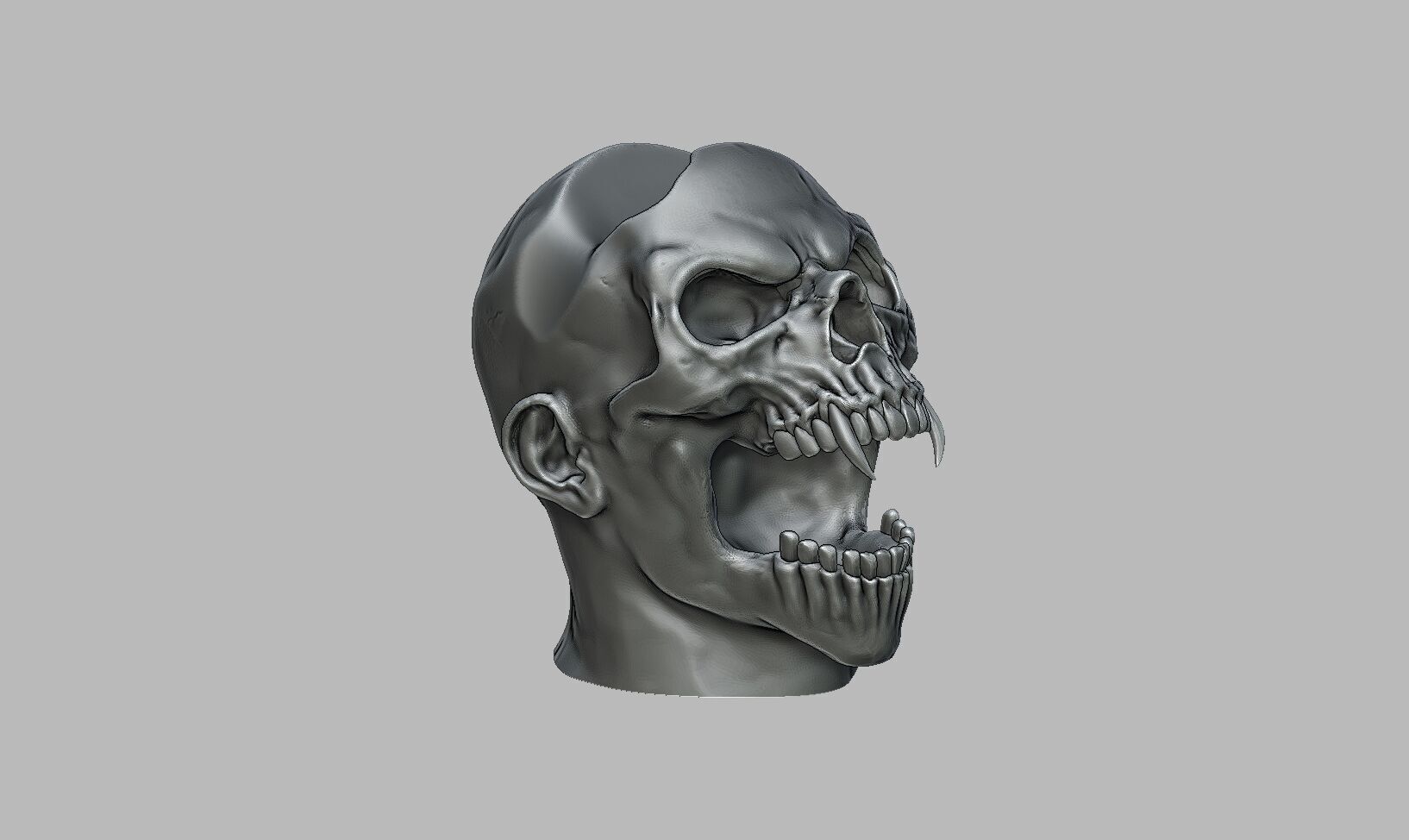 Skull scream Ps5 controller stand 3D print model_7