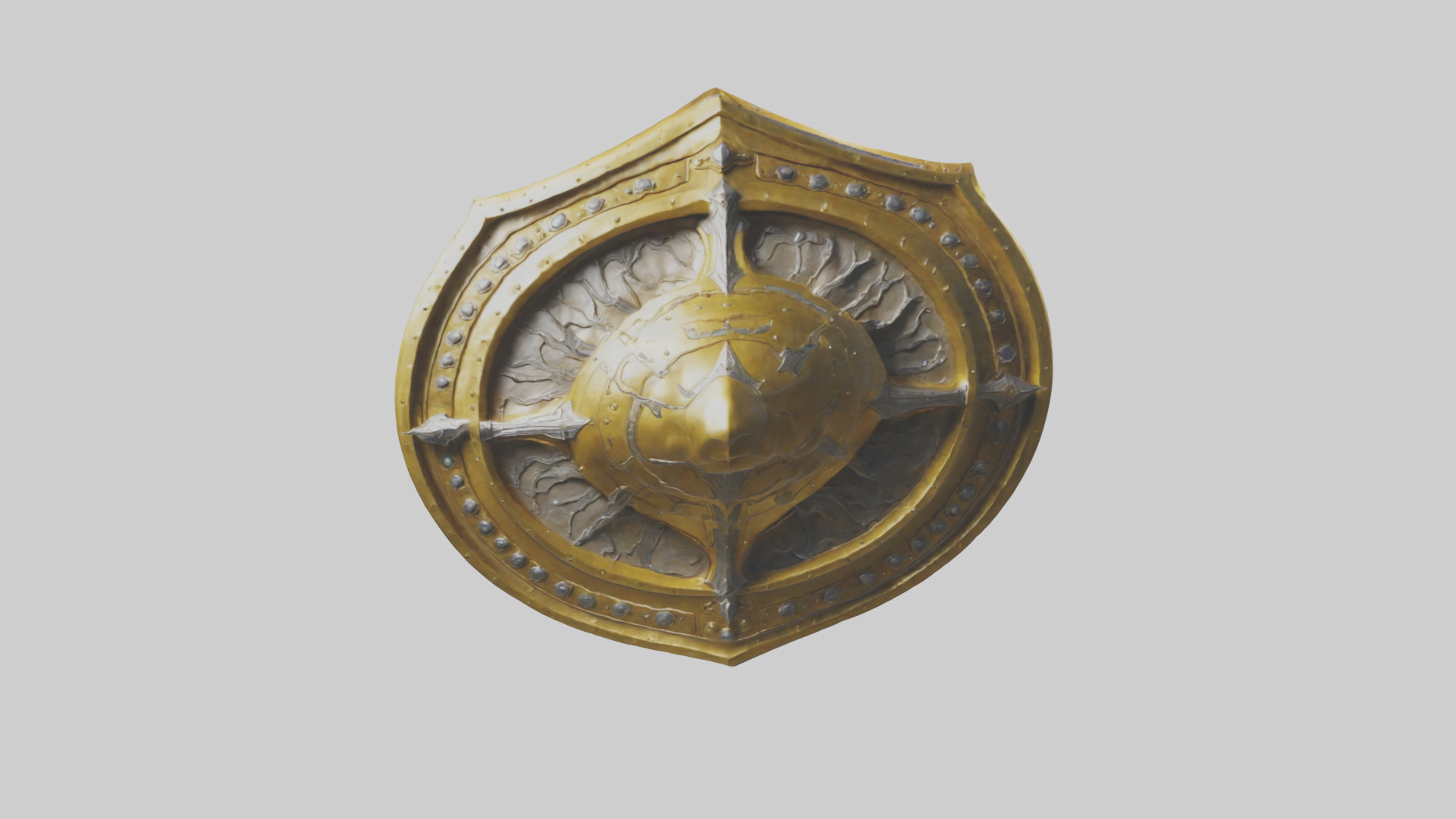 Golden Shield model Low-poly 3D model_16