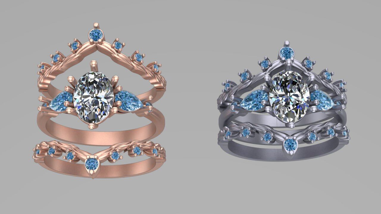 3 piece ring 3D print model_2