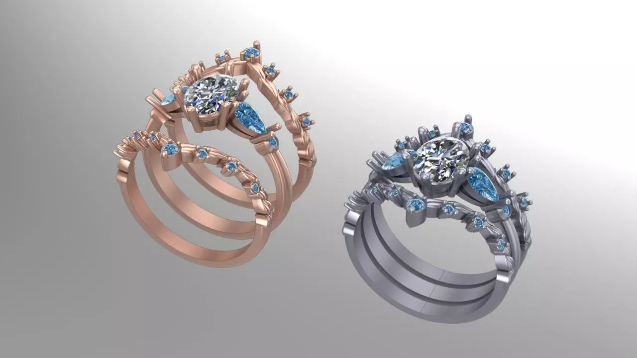 3 piece ring 3D print model_0