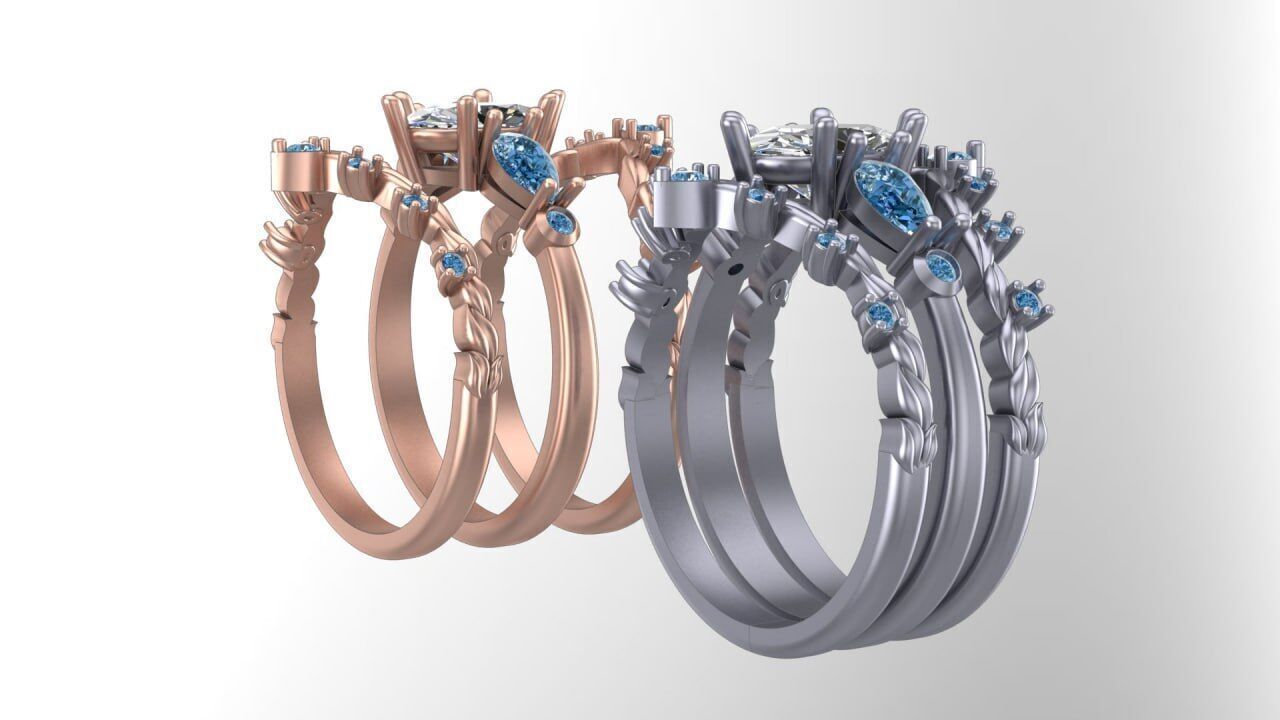 3 piece ring 3D print model_1