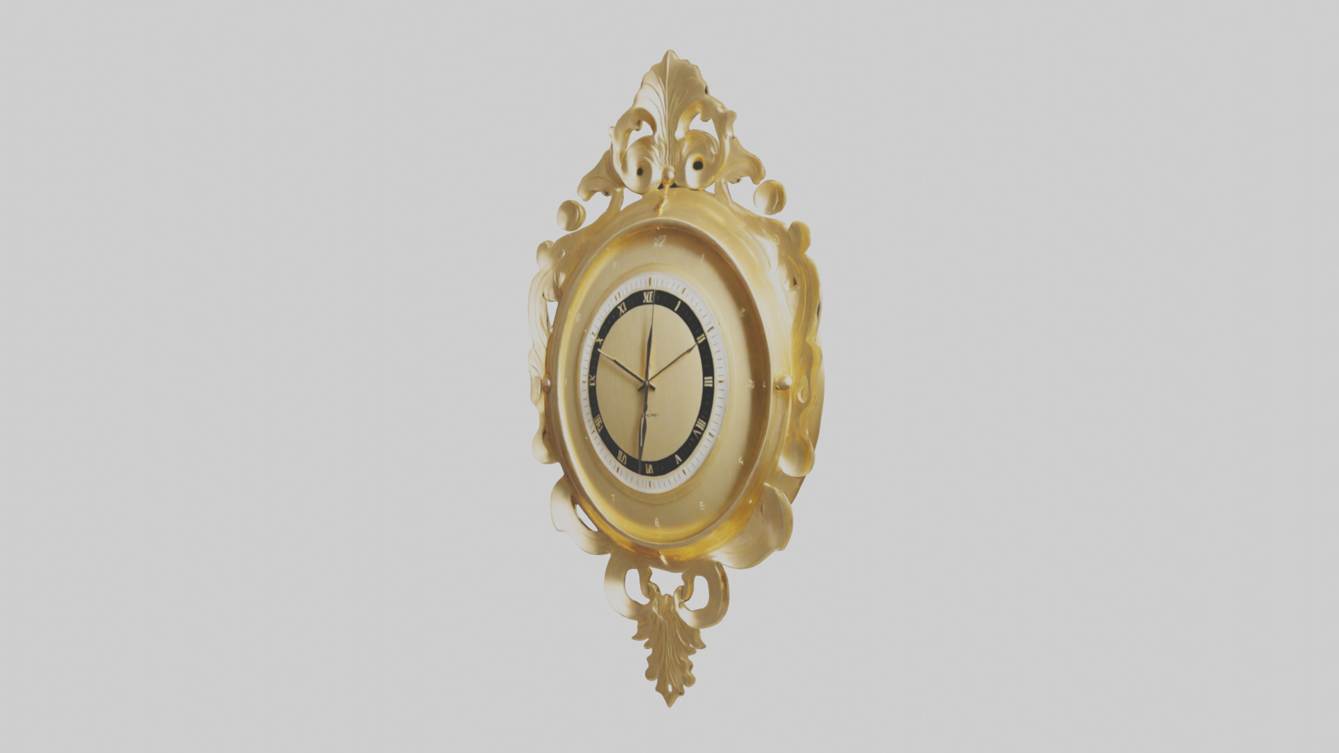 GoldPlated Wall Clock model Low-poly 3D model_10