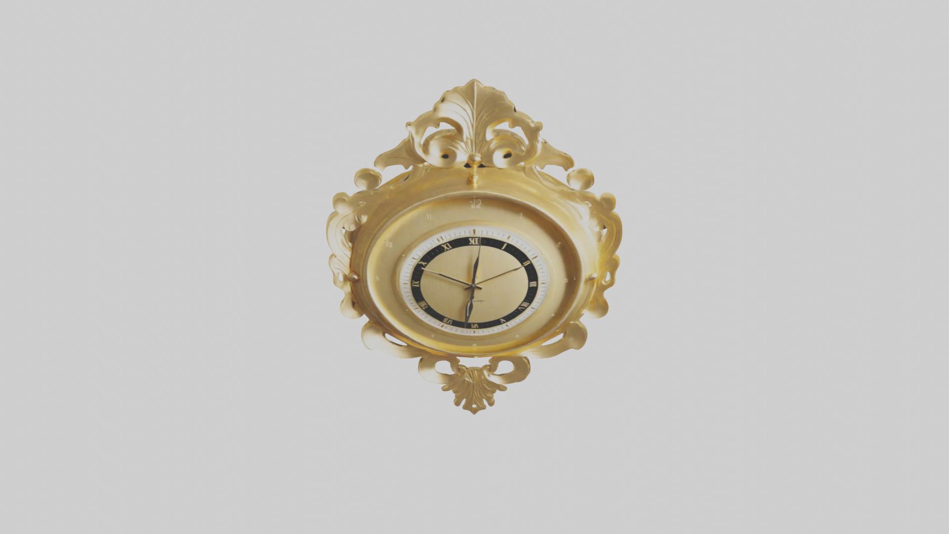 GoldPlated Wall Clock model Low-poly 3D model_16