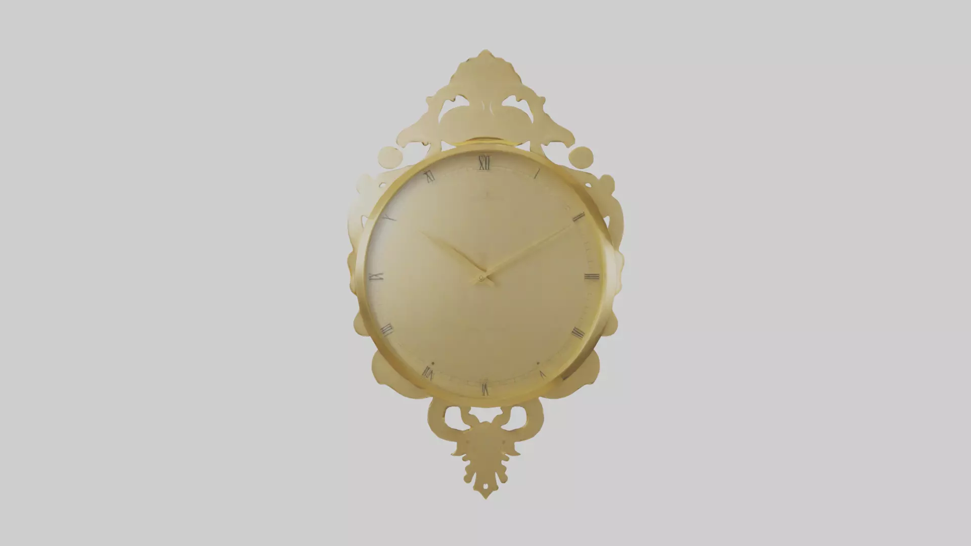 GoldPlated Wall Clock model Low-poly 3D model_0