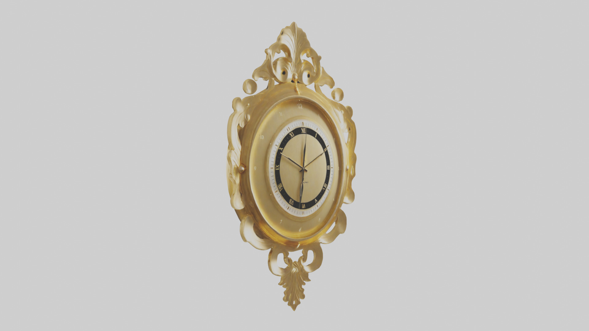 GoldPlated Wall Clock model Low-poly 3D model_7