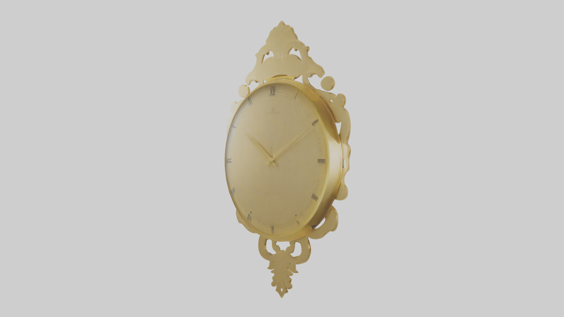 GoldPlated Wall Clock model Low-poly 3D model_2