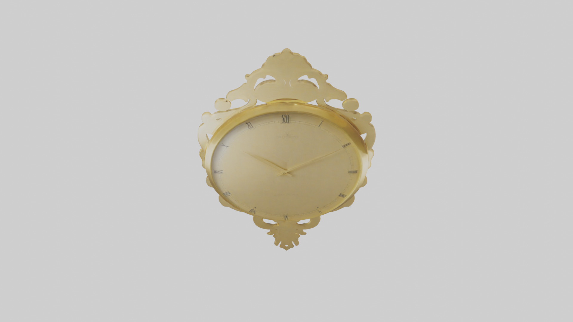 GoldPlated Wall Clock model Low-poly 3D model_15