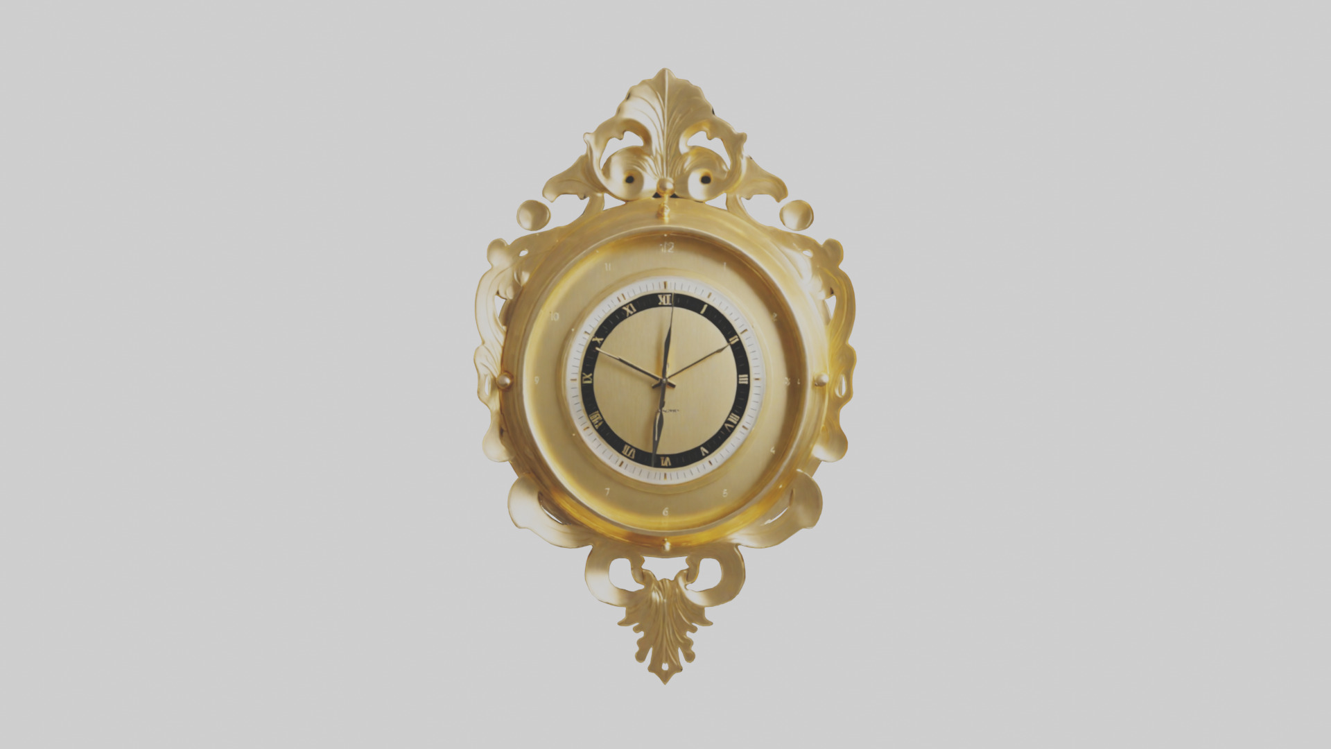 GoldPlated Wall Clock model Low-poly 3D model_9