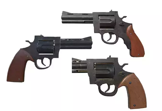 Revolver 3D model Bundle Low-poly 3D model