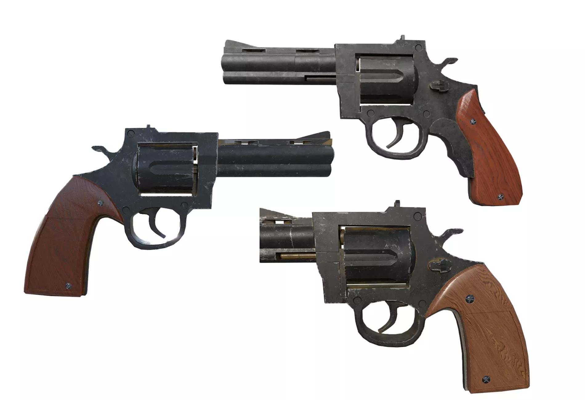 Revolver 3D model Bundle Low-poly 3D model_0