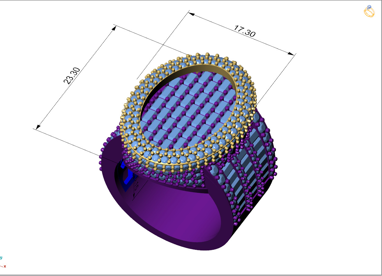 Custom Oval Shape Signet Ring - Oval Hiphop Ring 3D print model_4