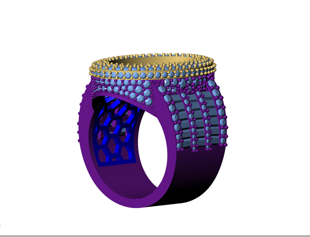 Custom Oval Shape Signet Ring - Oval Hiphop Ring 3D print model_9