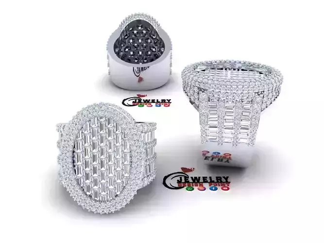 Custom Oval Shape Signet Ring - Oval Hiphop Ring