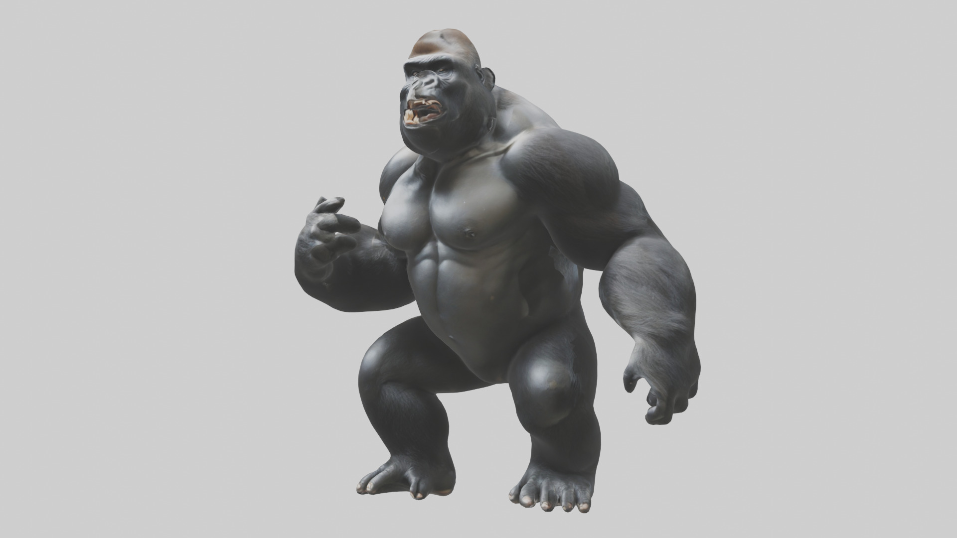 Gorilla beating chest model Low-poly 3D model_8