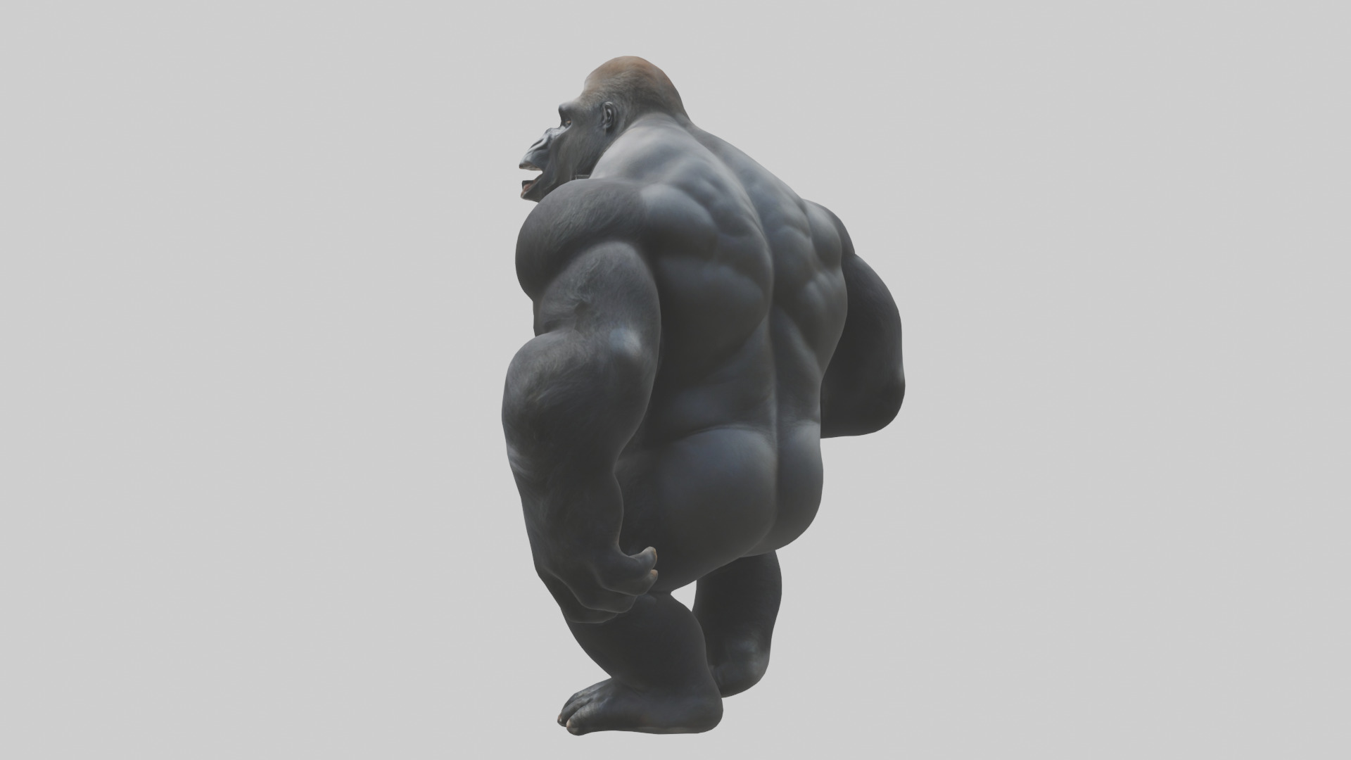 Gorilla beating chest model Low-poly 3D model_1