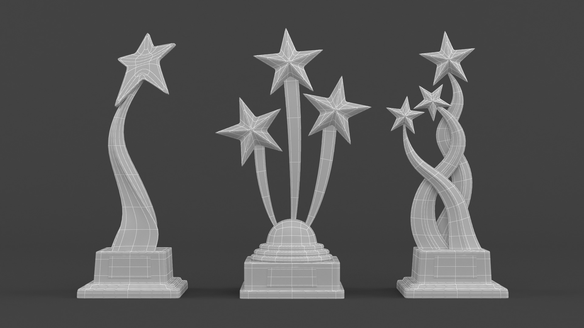 Gold Trophy Cups 3D model_7