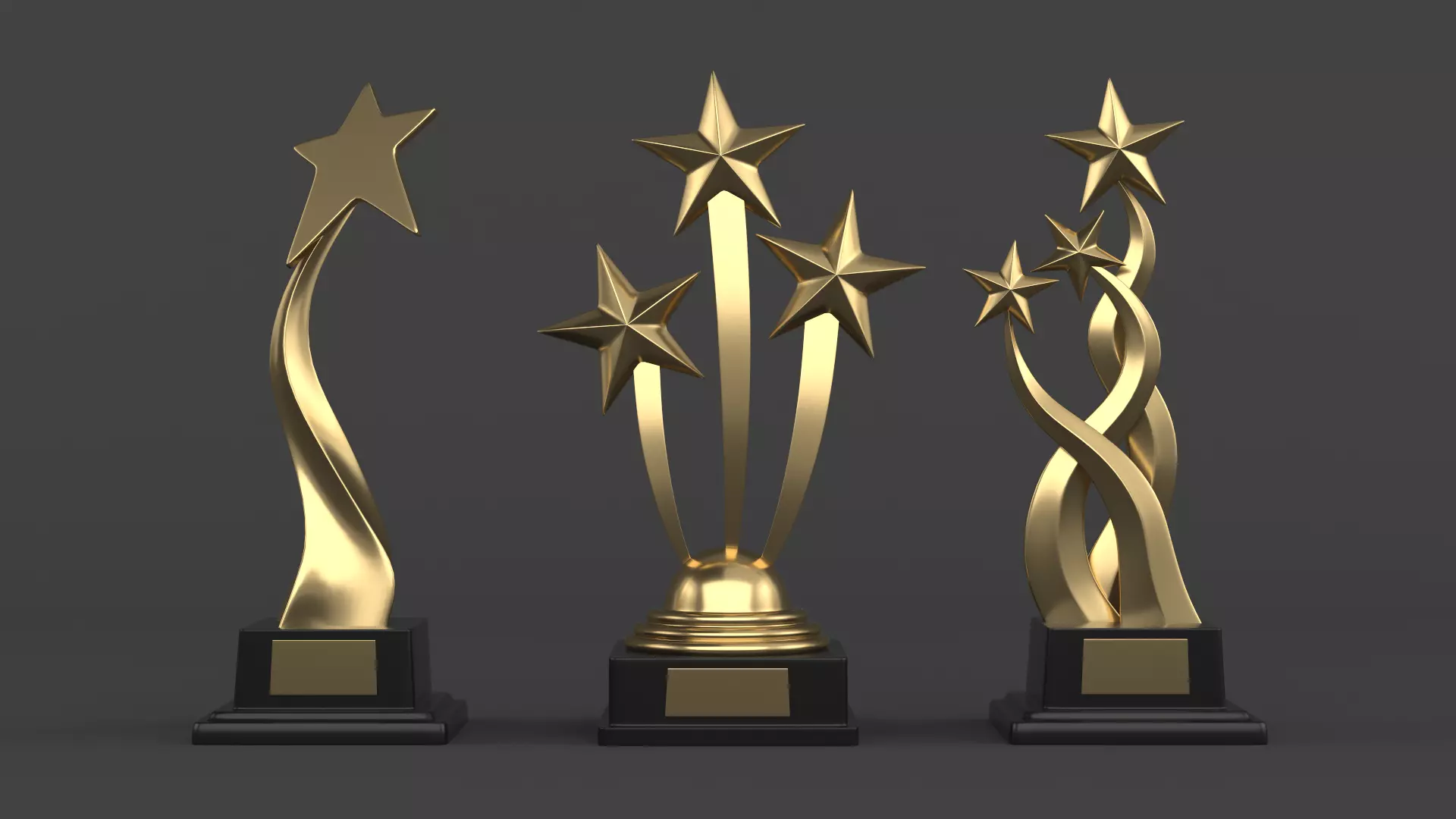 Gold Trophy Cups 3D model_0