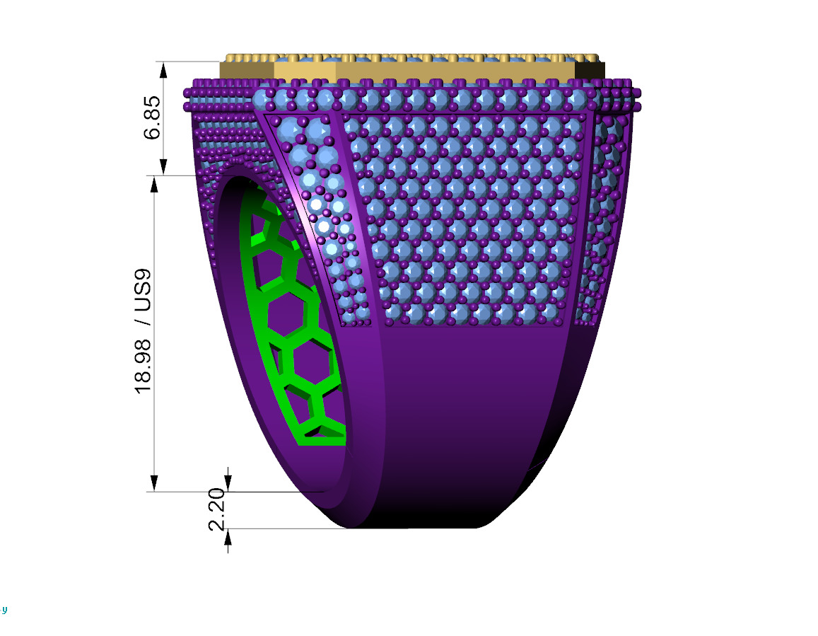 Custom Emerald Shape Signet Ring - Championship Ring 3D print model_7