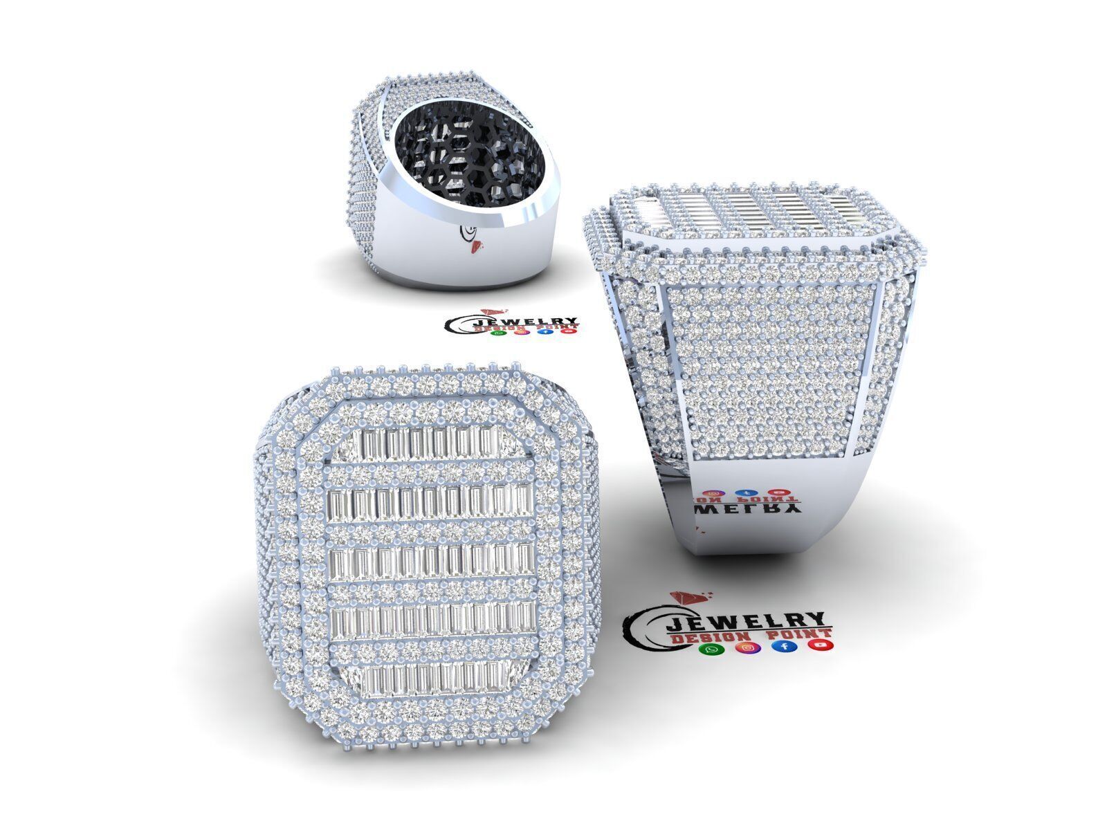 Custom Emerald Shape Signet Ring - Championship Ring 3D print model_2