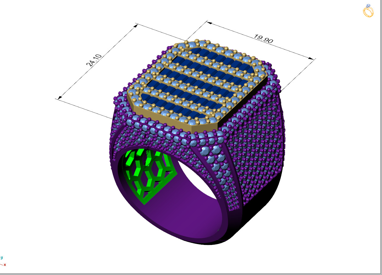 Custom Emerald Shape Signet Ring - Championship Ring 3D print model_4
