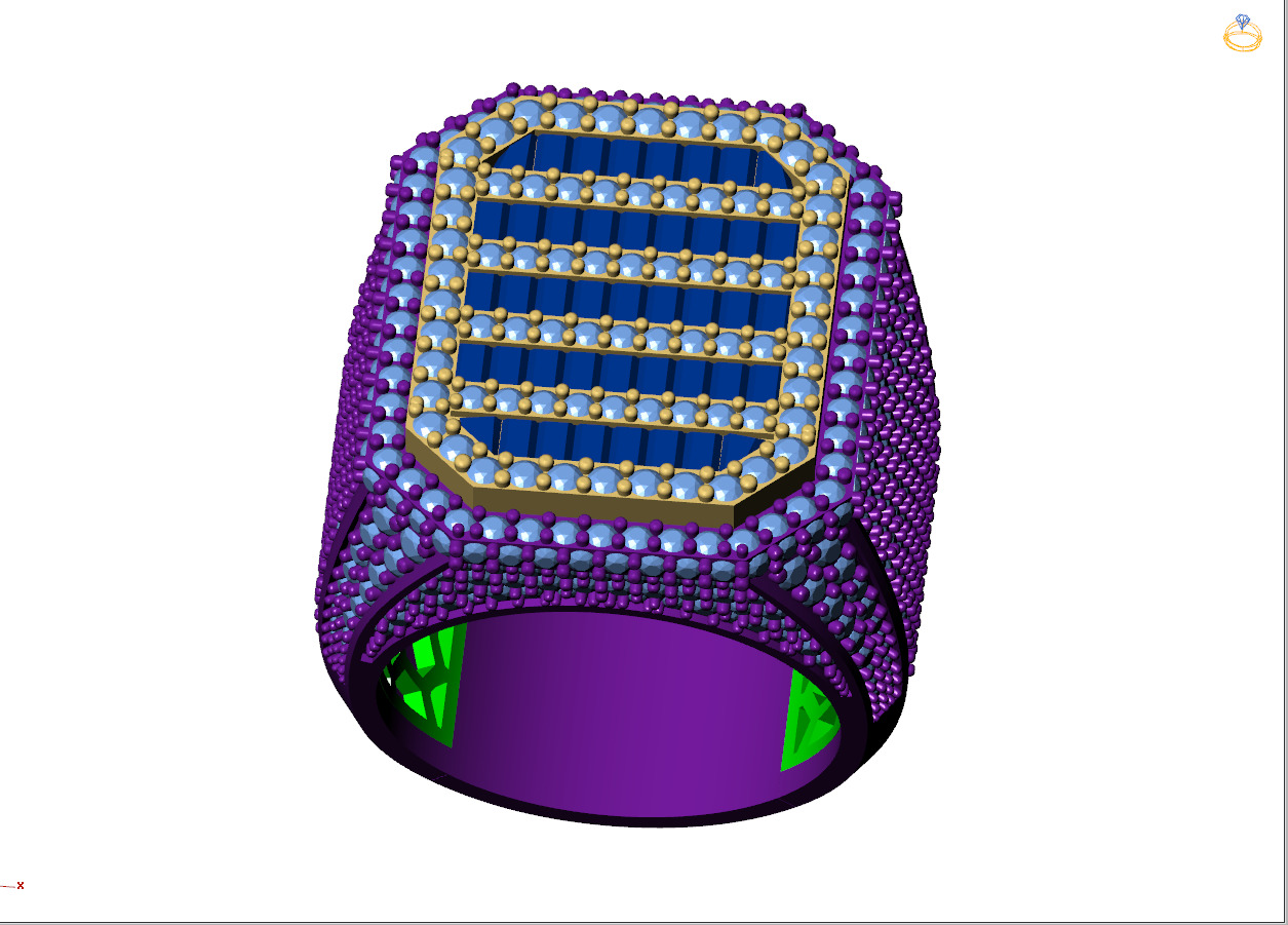 Custom Emerald Shape Signet Ring - Championship Ring 3D print model_9