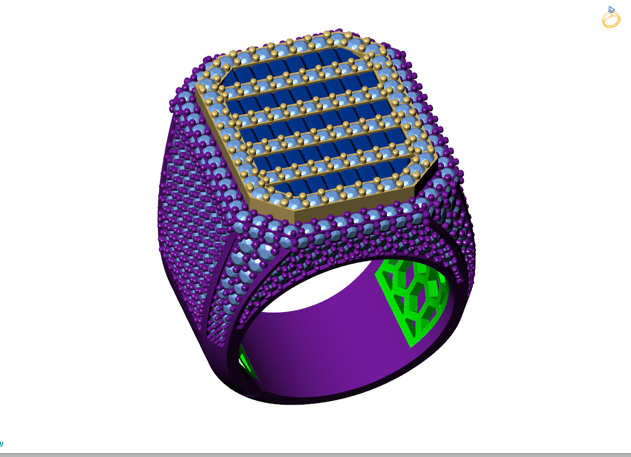 Custom Emerald Shape Signet Ring - Championship Ring 3D print model_8