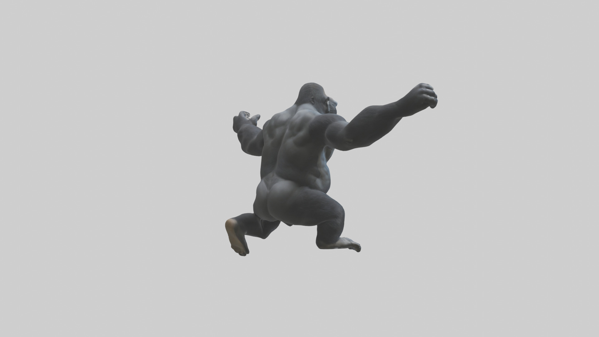 Gorilla swinging model Low-poly 3D model_2
