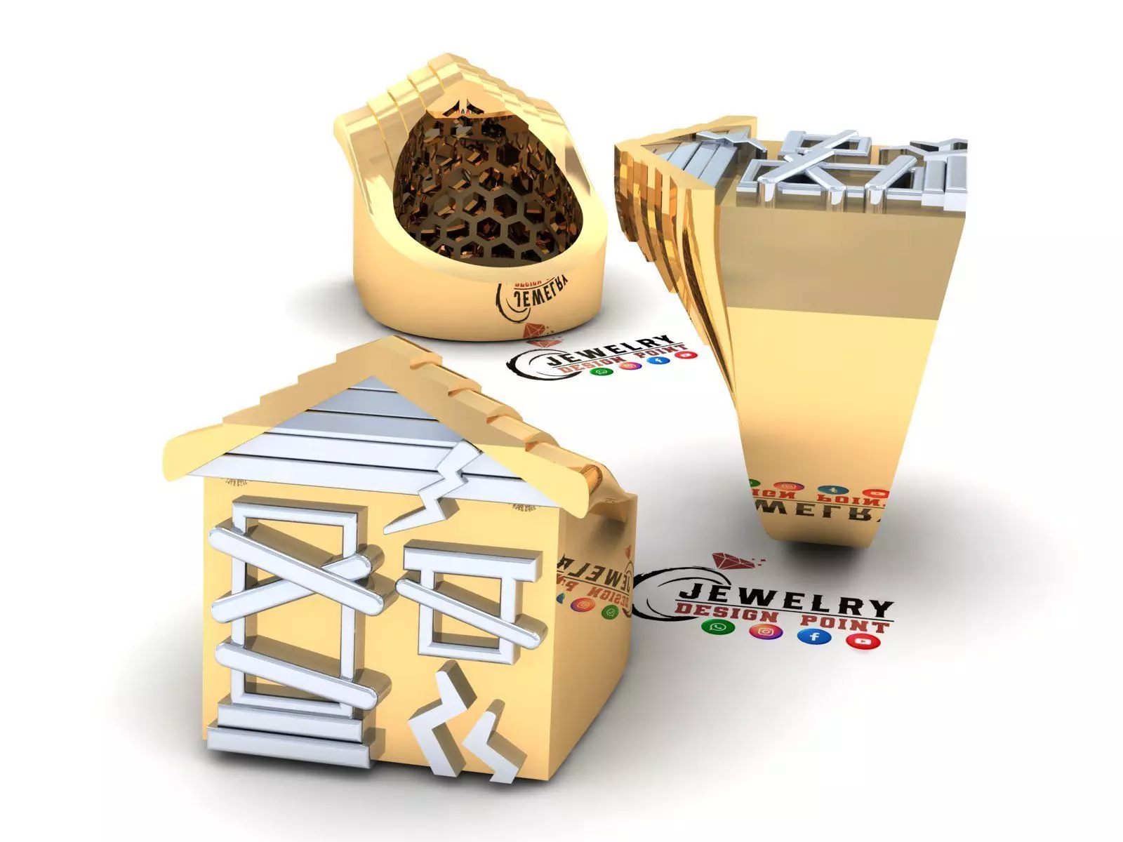 Custom Trap House 3D Plain Ring - House Ring 3D print model