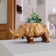Low poly rhino standing planter succulent cactus pot flower vase 3D print model_1