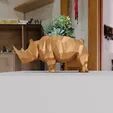 Low poly rhino standing planter succulent cactus pot flower vase 3D print model_3