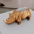 Low poly rhino standing planter succulent cactus pot flower vase 3D print model_2