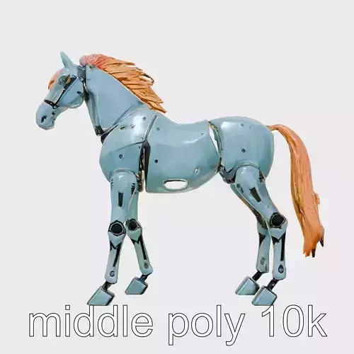 Futuristic Mechanical Horse with Neon Mane