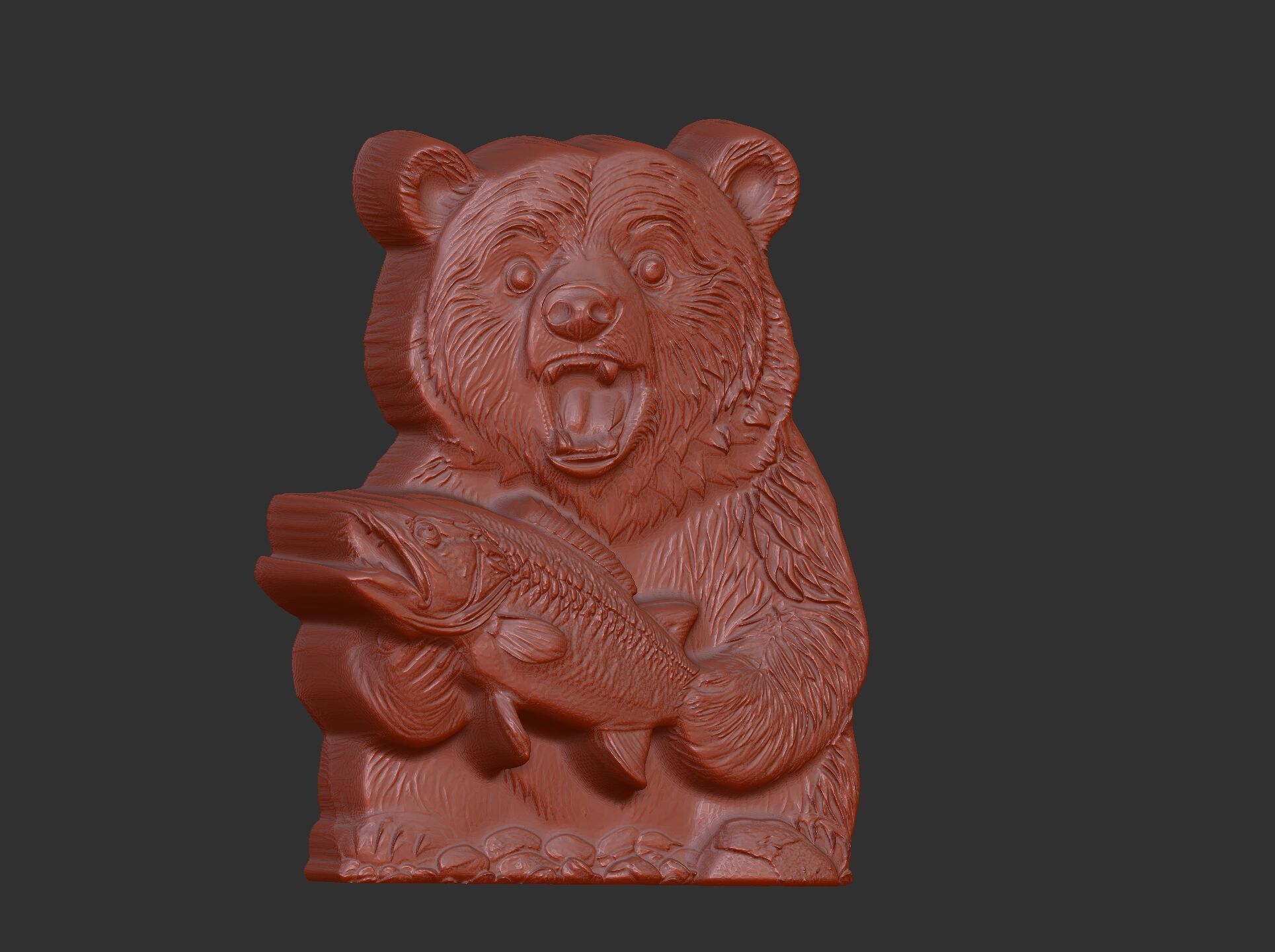 hungry bear holding fish cnc model  3D print model_7